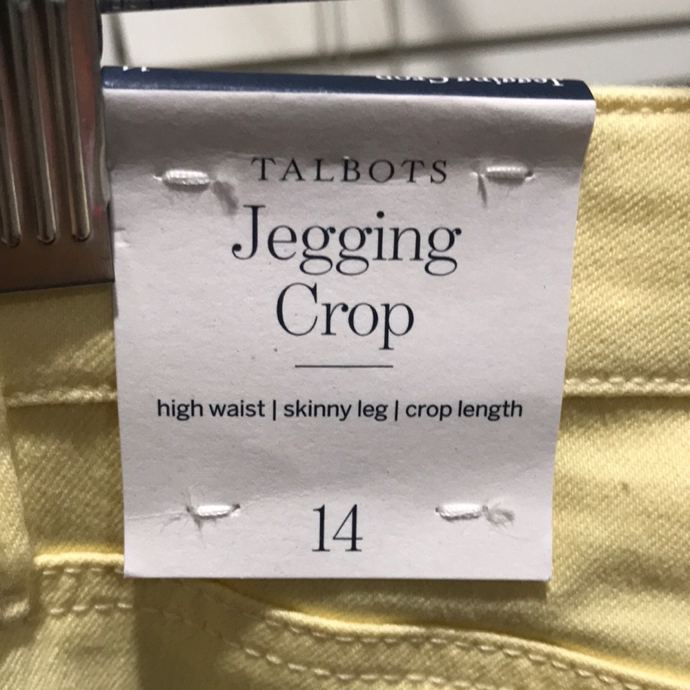 Talbots women Straight Leg Crop Jean At Waits Size 14  Light Yellow Color - Picture 3 of 10